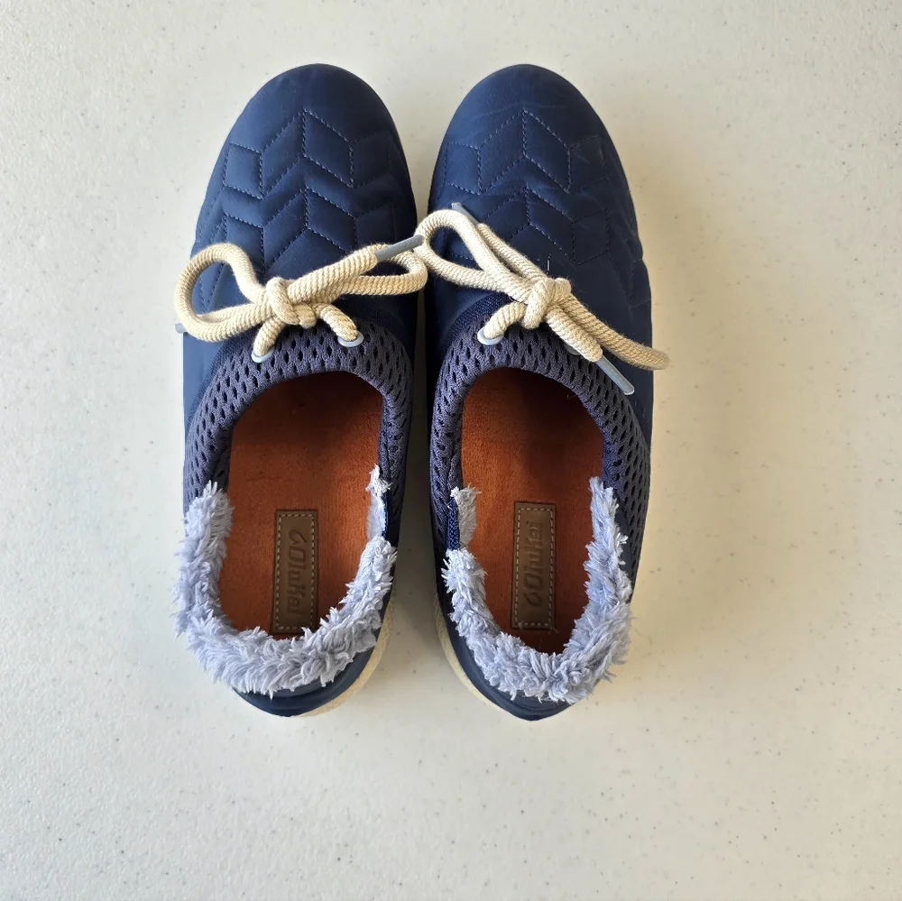 OluKai Mahiki Indoor Outdoor Slippers Slides Shoes Women's 9 Moonlit‎ Blue